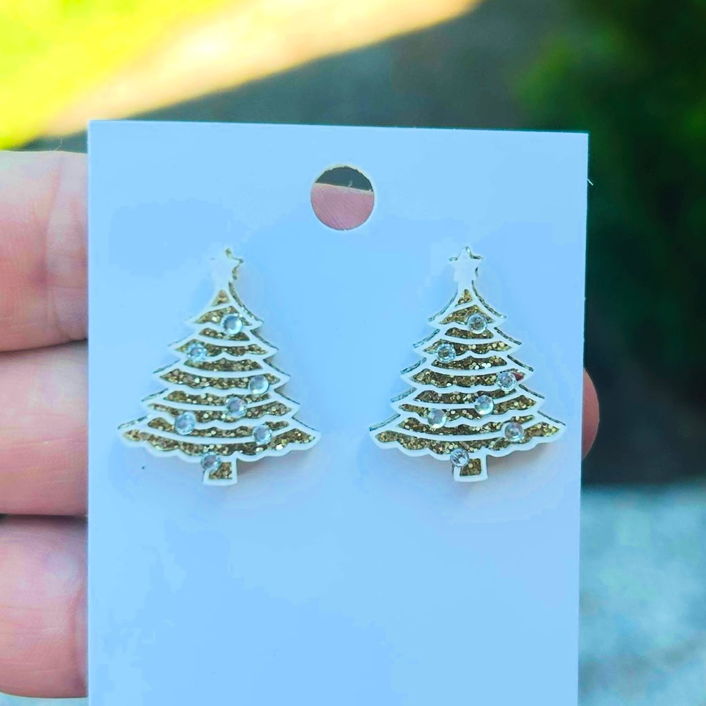 Christmas Tree Studs - Snowfall .7”