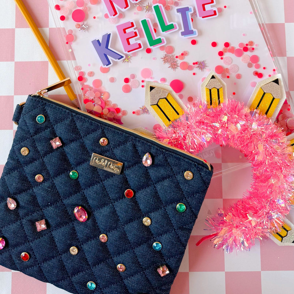 Denim and Gems Everything Pouch