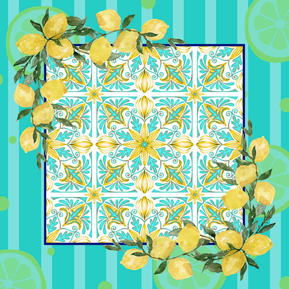 Sunny Lemons Neoprene Mahjong Mat