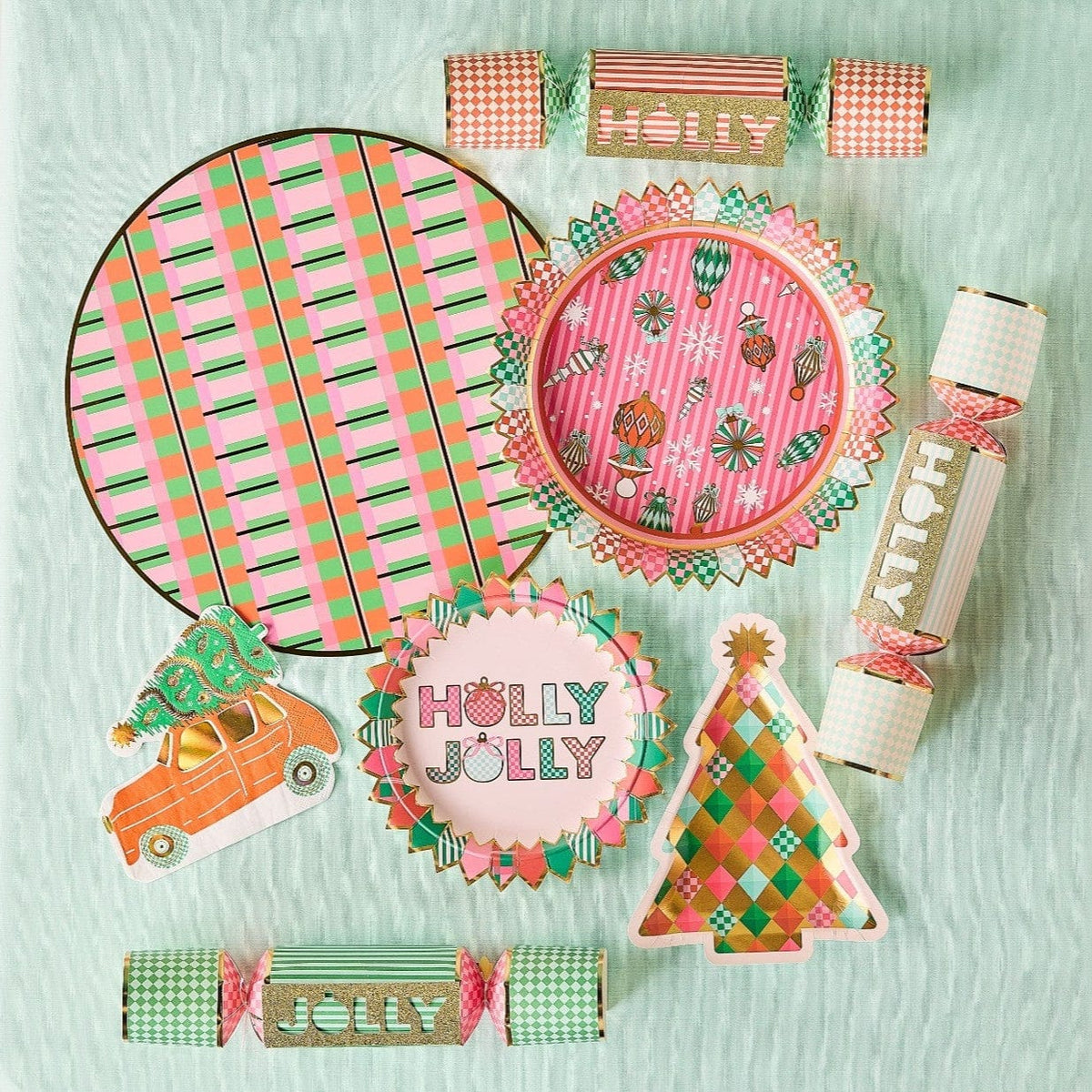 Holly Jolly Christmas Dessert Plates (10 count)