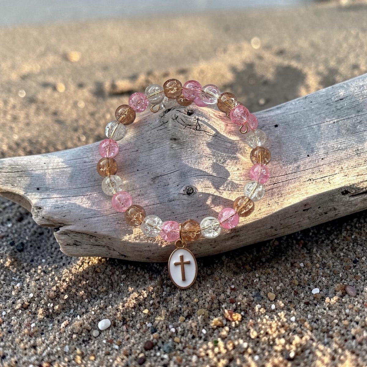 Cross Beaded Wrap Bracelet